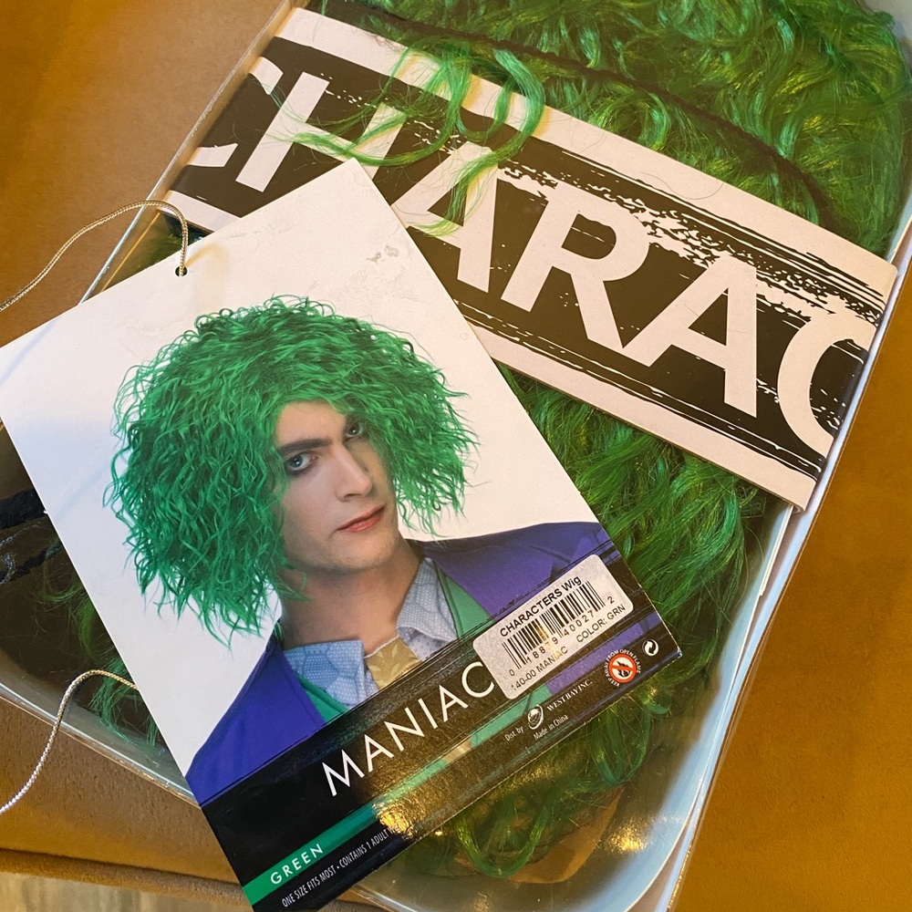 Green Curly Short Wig
